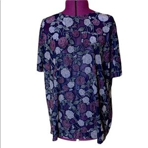 🔥🔥Frazier Lawrence Woman Burnout Short Sleeve Rose Pattern Blouse size 2X